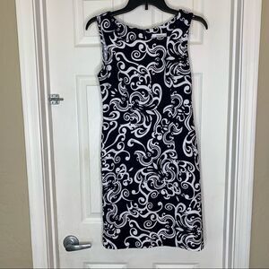 DRESSBARN Black & White Geometric Print Dress Size 4